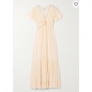 ISABEL MARANT Agathe 分層褶皺真絲順紆縐超長連衣裙