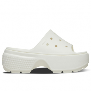 Crocs 女款 Stomp 厚底拖鞋（白色）