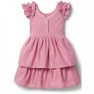 罗纹荷叶边连衣裙