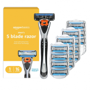 Amazon Basics 5-Blade MotionSphere Men's Razor, 17 Piece Set, 1 Handle & 16 Cartridges @ Amazon