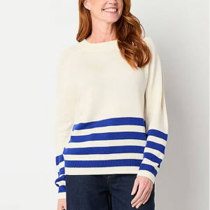 Liz Claiborne 女士条纹毛衣