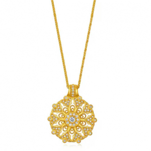 Chow Sang Sang Cultural Blessings 'The Oriental' 999.9 Gold Diamond Mandala Necklace