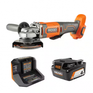 RIDGID 18V Cordless 4-1/2 in. Angle Grinder Kit with 4.0 Ah Battery and Charger @ Home Depot