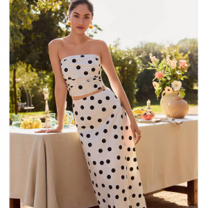 LOFT Dotted Midi Skirt