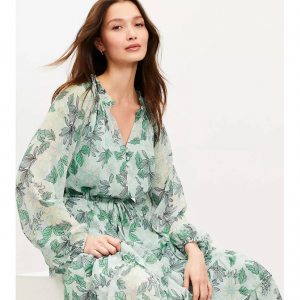 LOFT Gardenia Ruffle Maxi Dress