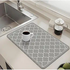 OcePor Dish Drying Mat, 12"x19" - Absorbent Dry Mat for Kitchen Dishes, Counter & Coffee Bar