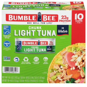 Bumble Bee Chunk Light Tuna In Water, 5 oz Cans (Pack of 10) @ Amazon