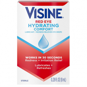 Visine Red Eye Hydrating Comfort Redness Relief Lubricating Eye Drops, 0.28 fl. oz @ Amazon