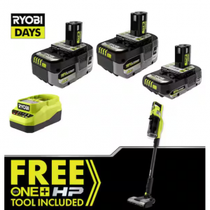 RYOBI ONE+ HP 18V 立式吸尘器+充电器+电池套装 @ Home Depot