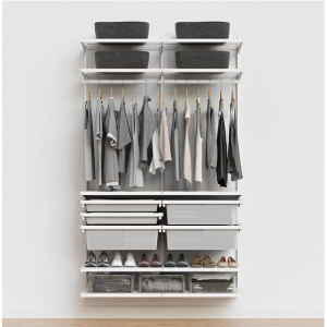 Décor+ by Elfa 4' Reach-In Closet w/ Mesh Drawers Matte White & White Décor+ by Elfa 4' Reach-In C