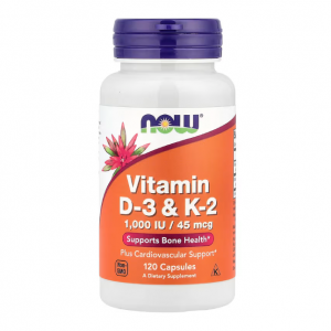 NOW Foods, 维生素 D3 + K2 素食胶囊，120 粒装