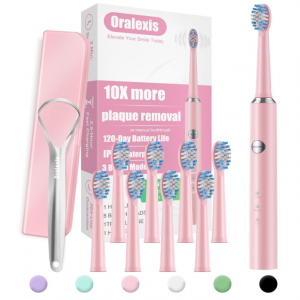 ORALEXIS Electric Toothbrush for Adults and Kids, 40000 VPM Deep Clean - Pink @ Amazon