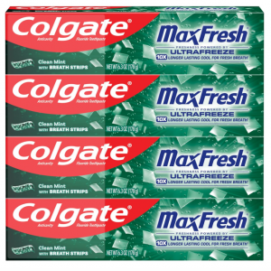 Colgate Max Fresh Toothpaste, Whitening Toothpaste, 4 Pack, 6.3 Oz Tubes @ Amazon