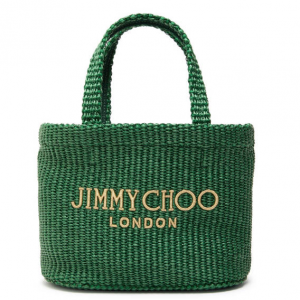 JIMMY CHOO Beach mini raffia tote