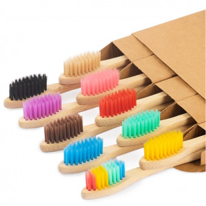 NUDUKO Biodegradable Bamboo Toothbrushes, 10 Piece @ Amazon