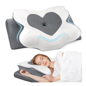 CushZone Cervical Neck Pillow, Memory Foam Neck Support Pillows for Sleeping @ Amazon