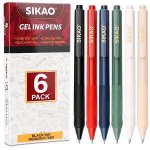 Sikao 黑色中性笔 6支 @ Amazon