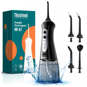 Nicefeel 无绳水牙线洁牙器 300ML 带4个喷嘴 @ Amazon