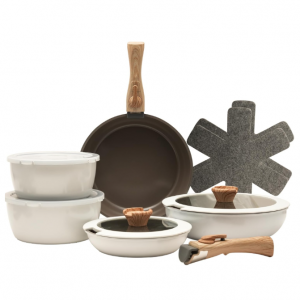 ZHANG XIAO QUAN SINCE 1628 Pots and Pans Set - 13PCS Aluminium Non Stick Cookware, White