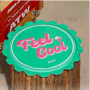 ZEZE 复古啤酒盖冰镇狗笼垫，中号，绿松石色/粉色