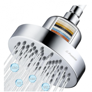 G-Promise All Metal 6 Inch Rain Filtered Shower Head for Hard Water @ Amazon