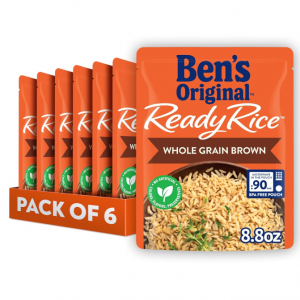 BEN'S ORIGINAL Ready Rice Whole Grain Brown Rice, 8.8 OZ Pouch (Pack of 6) @ Amazon