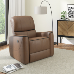 Hillsdale Provenza Faux Leather Power Recliner with USB Port, Saddle Brown @ Walmart