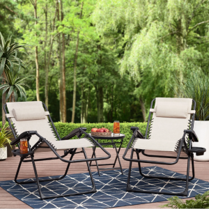 Mainstays Reclining Zero-Gravity Sling Outdoor Lounge Chair with Cup Holder, 2 Pack-Assorted Color