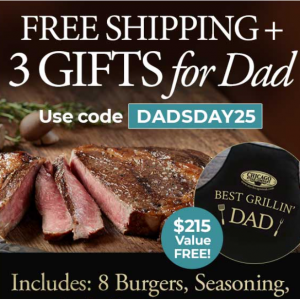 Father's Day Special: 8 FREE Gourmet Steak Burgers + Free Shipping @ Chicago Steak Company