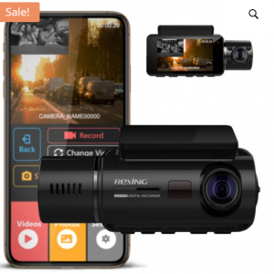 Rexing V3C 双摄像头前置和车内驾驶室全高清 1080p 行车记录仪,带 WiFi