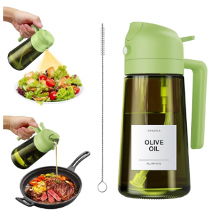 AYHUDFEK 2 in 1 Oil Dispenser and Oil Sprayer, 16oz Oil Sprayer with Brush & 6 Labels for Cooking