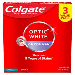 Colgate Optic White Advanced Hydrogen Peroxide Toothpaste Pack, 3 Pack, 3.2 oz @ Amazon
