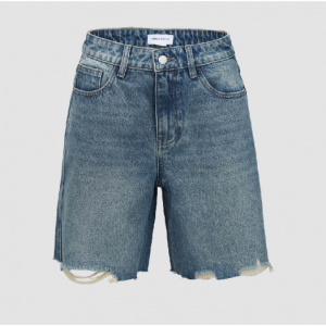 毛边下摆牛仔短裤