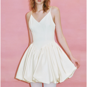 V领A字形吊带连衣裙