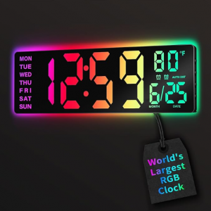 EASYERA 16.5" Large Digital Wall Clock with Remote Control @ Amazon