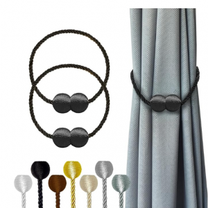 Hion Magnetic Curtain Tiebacks Black 2pcs, Curtain Tiebacks Buckles Holdbacks Holders Hooks@Amazon
