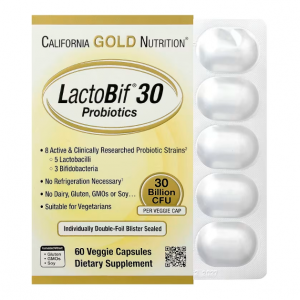 California Gold Nutrition, LactoBif® 30 益生菌，300 亿 CFU，60 粒素食胶囊