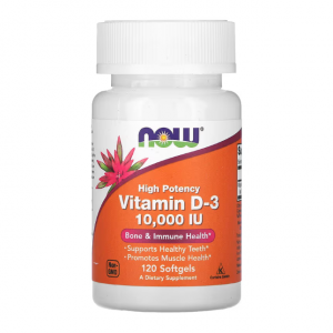 NOW Foods, 维生素 D3，10,000 国际单位，120 粒软凝胶