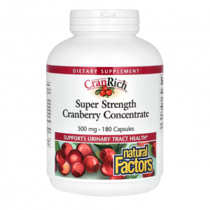 Natural Factors, CranRich, Cranberry Concentrate, Super Strength, 500 mg, 180 Capsules