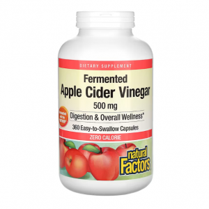Natural Factors, Fermented Apple Cider Vinegar, 500 mg, 360 Easy-to -Swallow Capsules