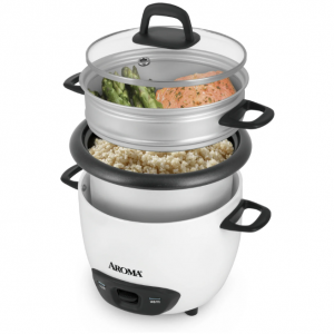 Aroma® 6-Cup (Cooked) / 1.5Qt. Rice & Grain Cooker, White, New, ARC-743-1NG