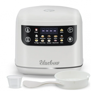 Bluebow Digital Rice Cooker, 6-Cup/2.1QT Small Rice Maker, 10 Presets, 24-Hour Delay Timer & Keep