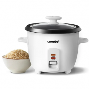 COMFEE' Rice Cooker, 6-Cup Cooked/3-Cup Uncooked, Removable Non-Stick Bowl, White, New