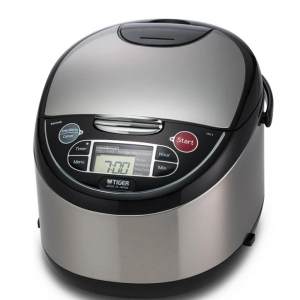 Tiger JAX-T18U-K 10-Cup (Uncooked) Micom Rice Cooker with Food Steamer & Slow Cooker, Stainless St