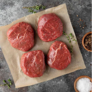 Grass-Fed Beef Filet Mignon (Tenderloin) fresh: 4 Steaks (6 oz avg ea)