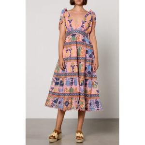 Farm Rio Printed Cotton Midi Dress