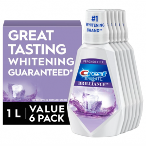 Crest 3D White Brilliance 亮白漱口水 不含酒精 清爽薄荷味 1L 6瓶装 @ Amazon