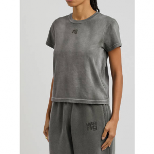 ALEXANDERWANG.T Logo印花褪色纯棉T恤