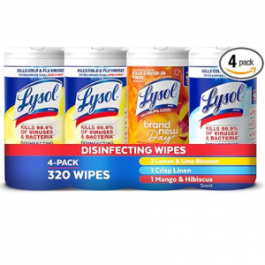 Lysol 消毒湿巾4罐 共320抽 @ Amazon