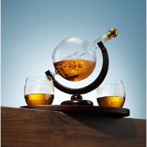 Godinger Whiskey Decanter Globe Set with 2 Etched Whiskey Glasses - 850ml @ Amazon